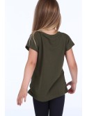 T-shirt z mieniącą aplikacją khaki NDZ8490 - Sklep internetowy - Butik